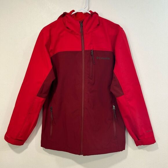Columbia Men’s Medium Red Softshell Hooded Jacket – Omni-Shield Water & Stain Re - Picture 1 of 7